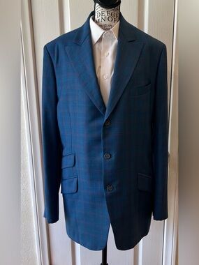 Custom Hollywood Costume Men’s Blue Shimmer Sport Coat & Matching Vest Size 44R